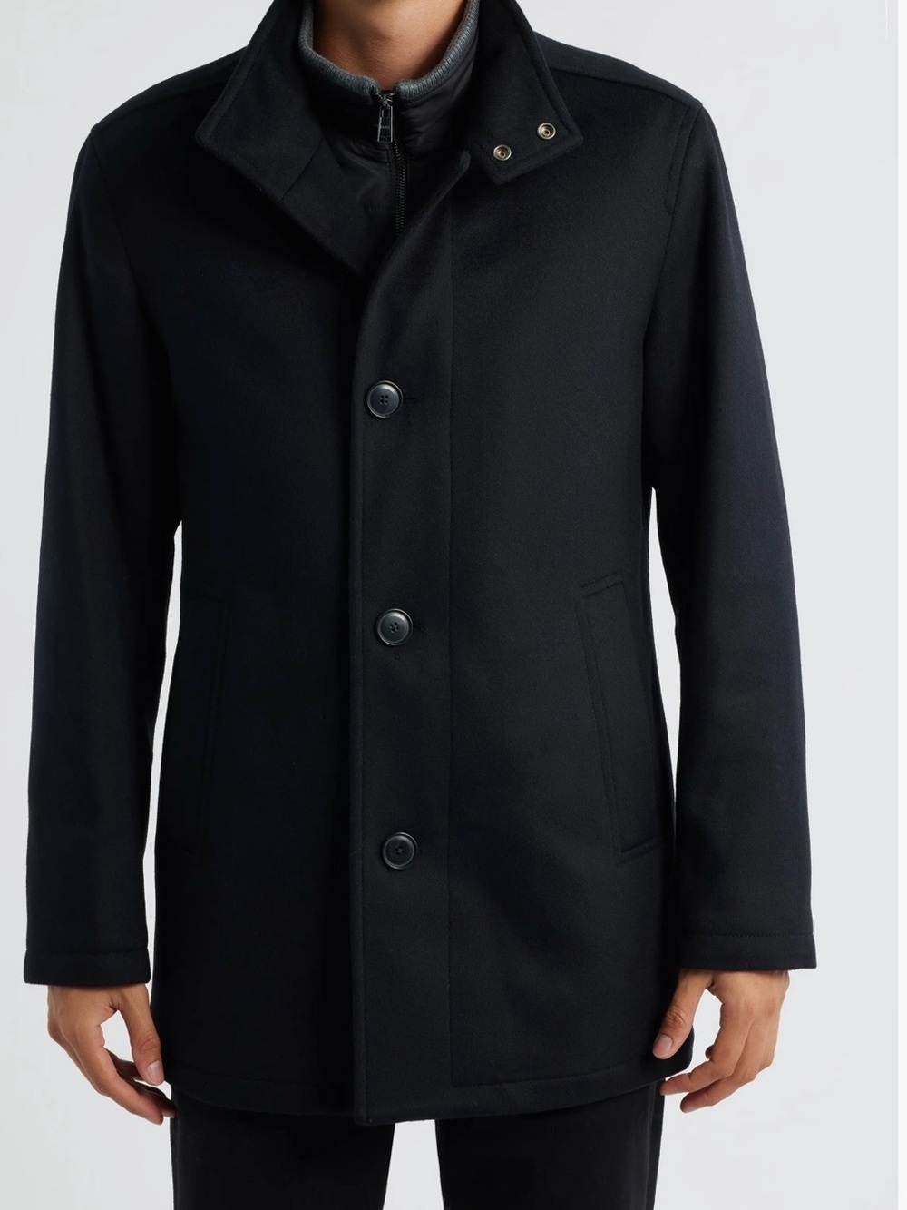 Boss Black Single-Breasted Wool Pea Coat